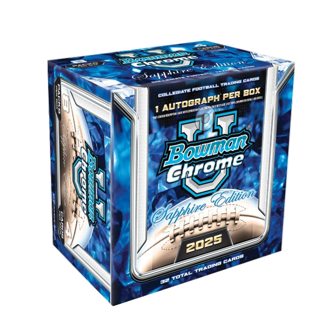 2025 Bowman Chrome University Football Sapphire Hobby 10 Box Case