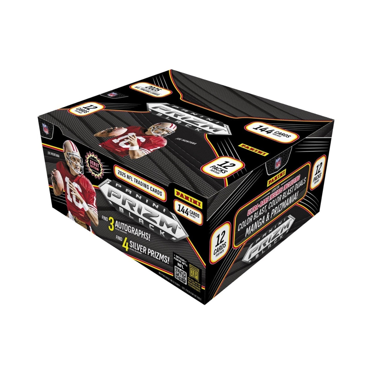 2025 Panini Prizm Black Football Hobby 12 Box Case