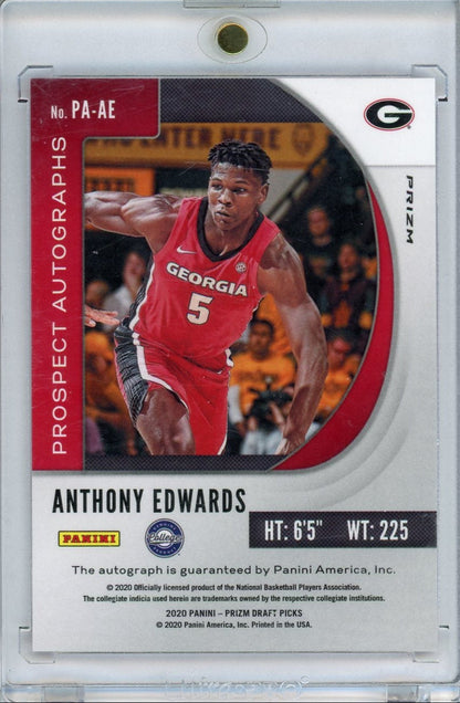 Anthony Edwards 2020 Panini Draft Picks Pink Cracked Ice Prizm Auto RC